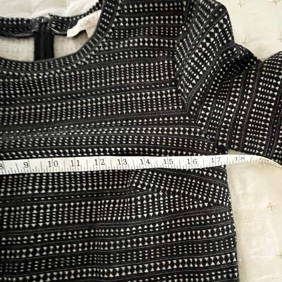 LOFT Drop Waist Geometric Print Knit Dress Women's S | Black White Transitional - Picture 9 of 10